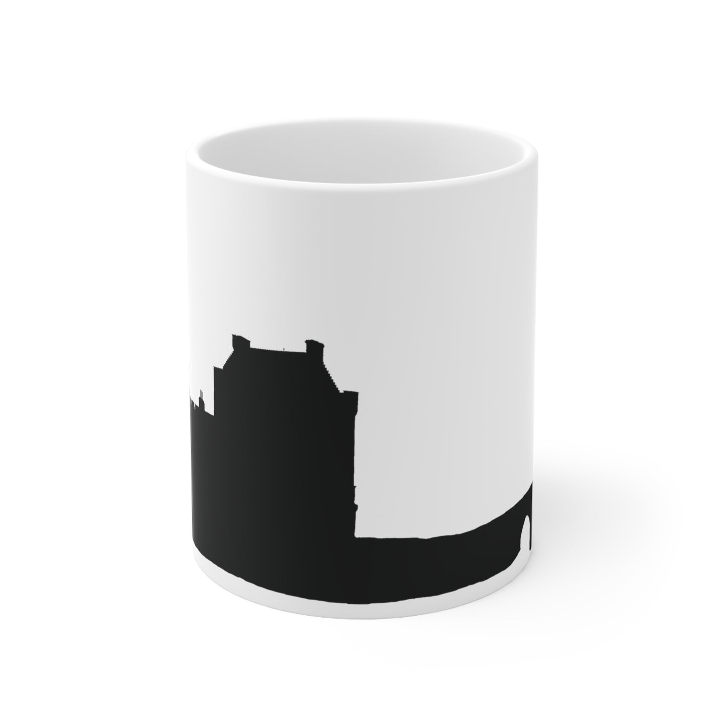 Eileen Donan Castle Silhouette Art Mug, White