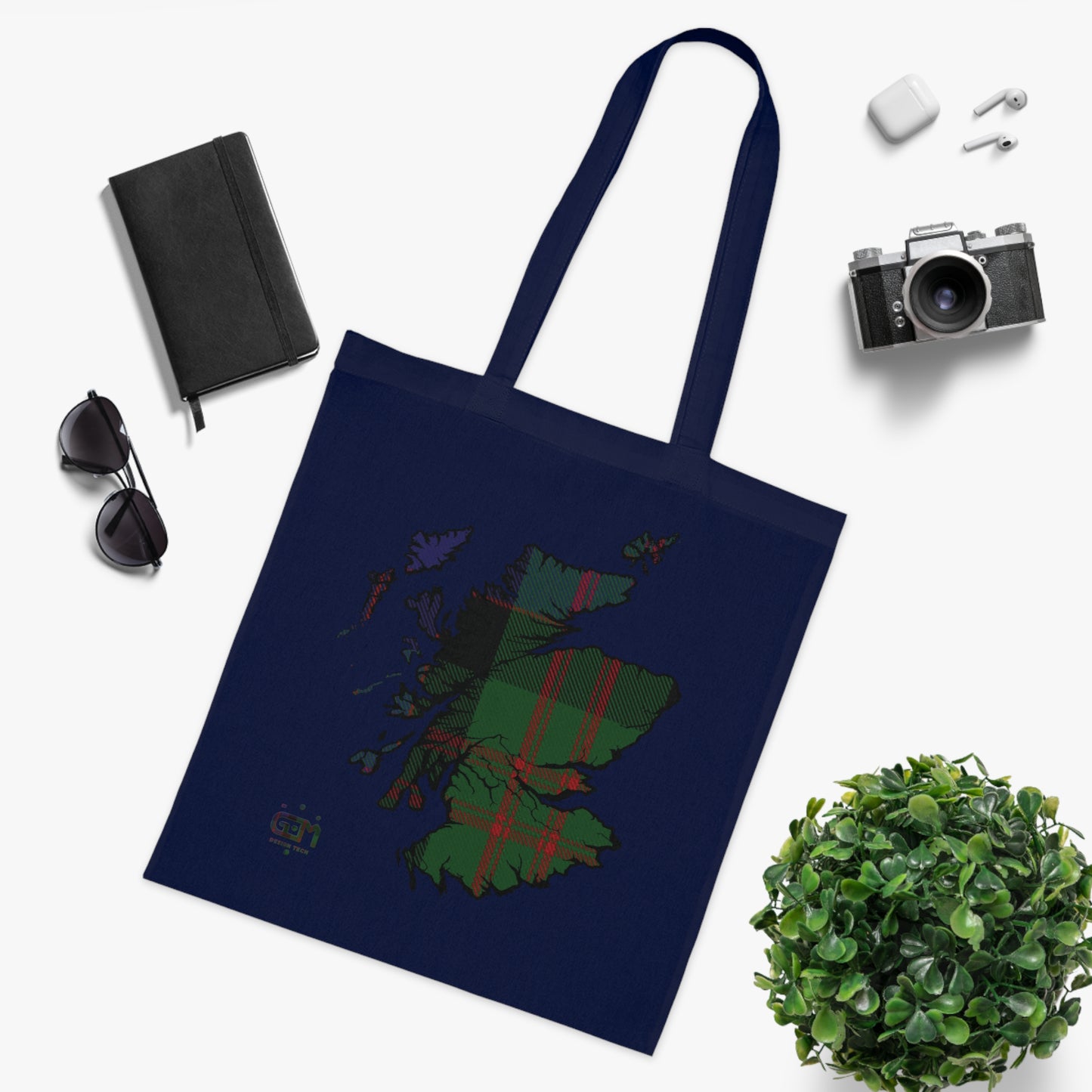 Reversible Scotland Tartan Map Cotton Tote Bag - MacDonald Tartan