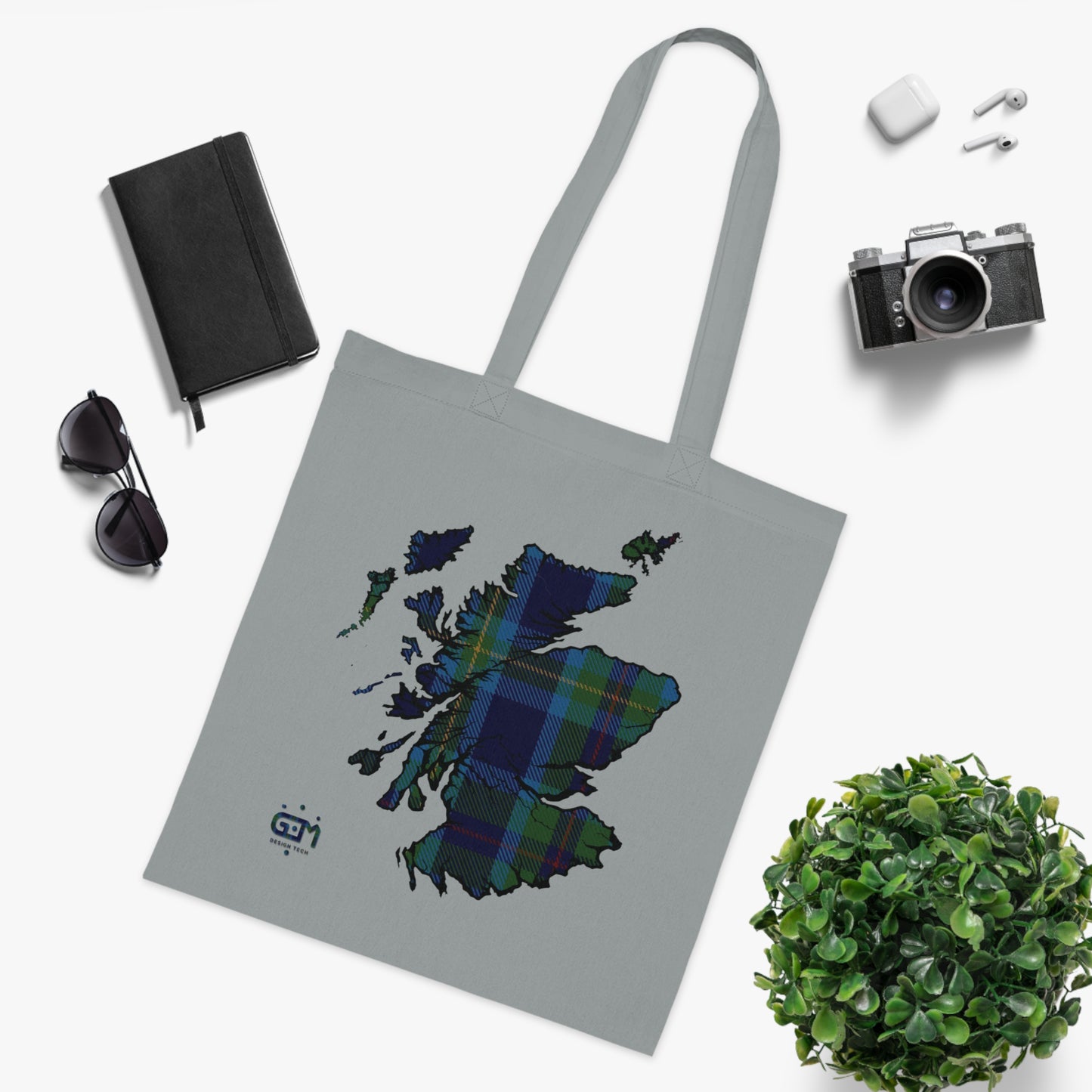 Reversible Scotland Tartan Map Cotton Tote Bag - Miller Tartan