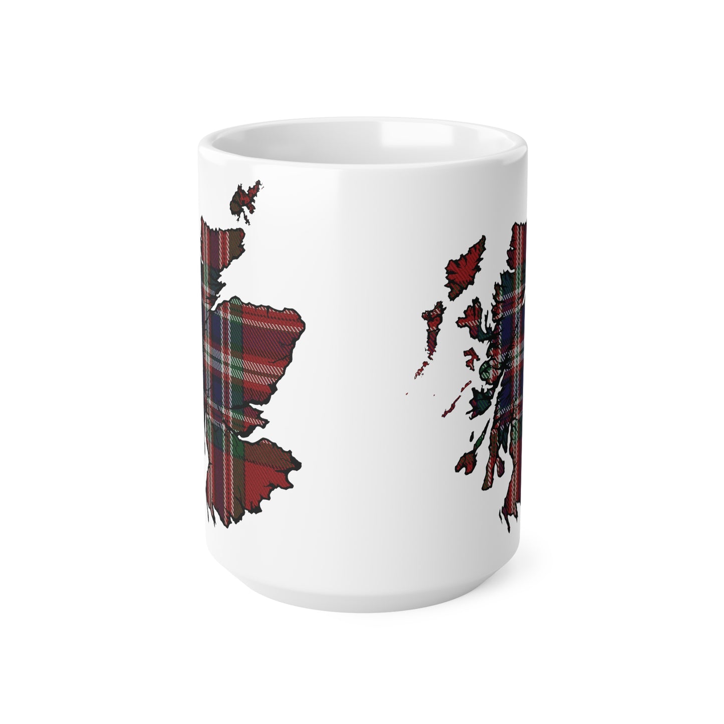 MacFarlane Red Tartan Scotland Map Mug, Coffee Cup, Tea Cup, Scotland, White