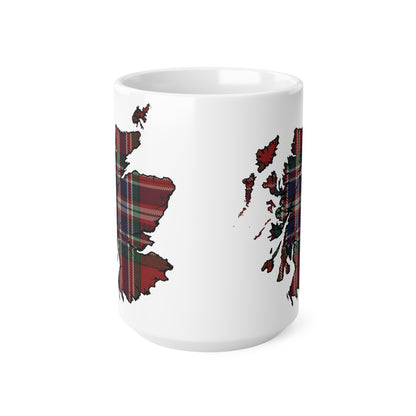 MacFarlane Red Tartan Scotland Map Mug, Coffee Cup, Tea Cup, Scotland, White