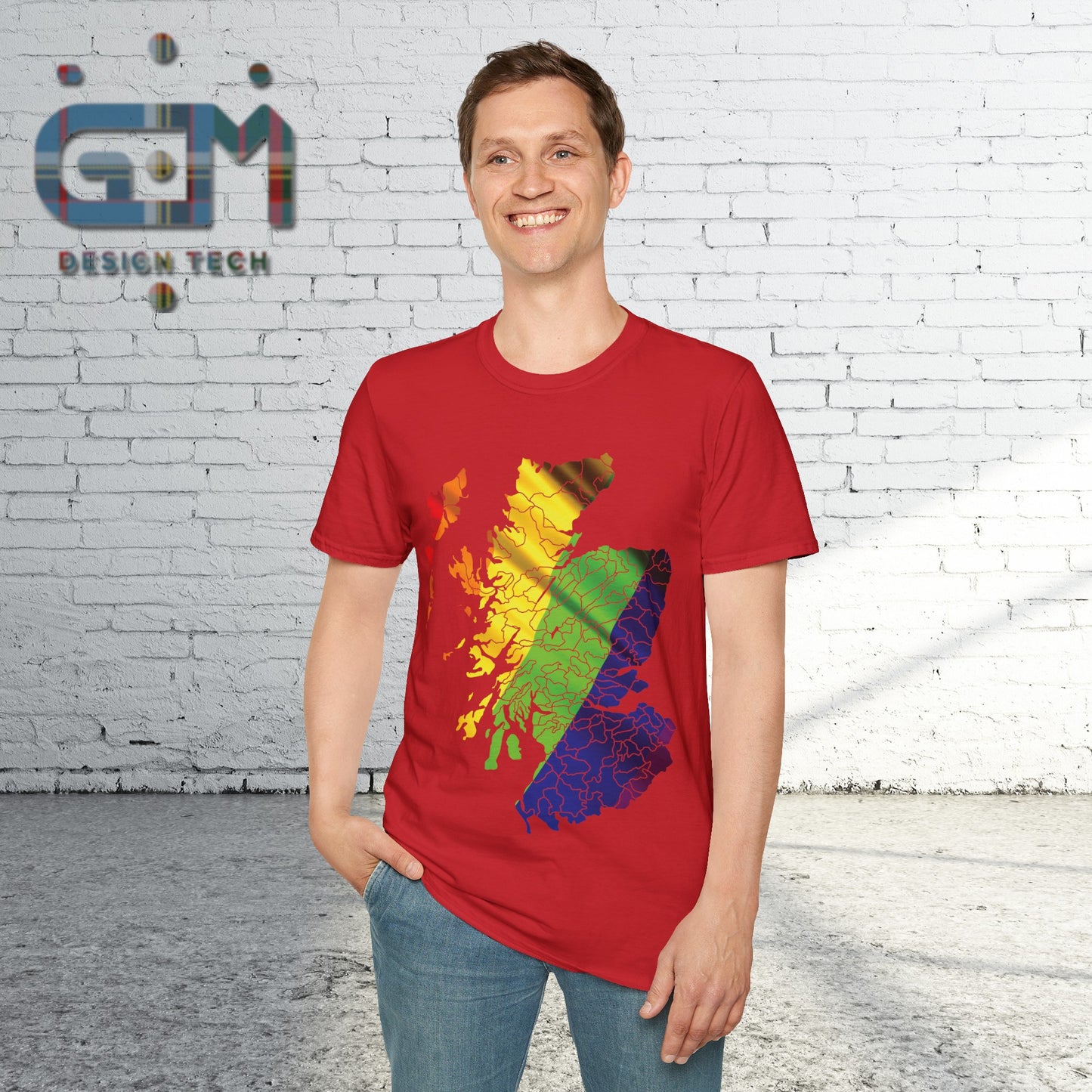 Pride Flag Clan Regions Scotland Map Unisex T-Shirt, Various Colours