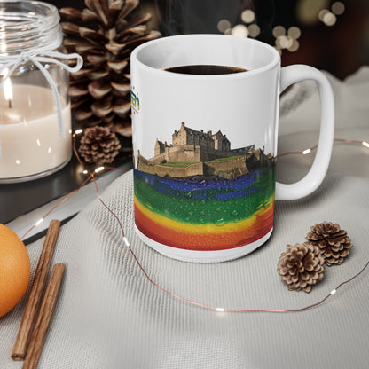 Pride Rain Rock Edinburgh Castle Photo Mug, White