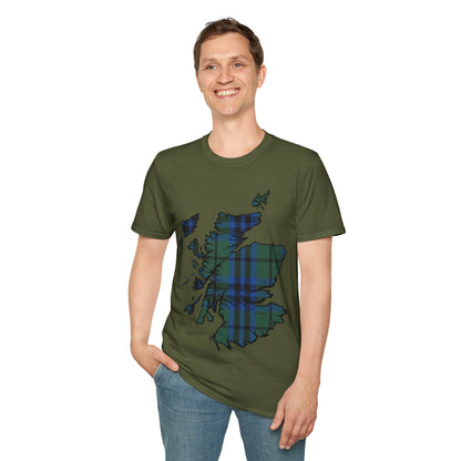 Scotland Tartan Map Softstyle Unisex T-Shirt, Keith Tartan, Various Colours