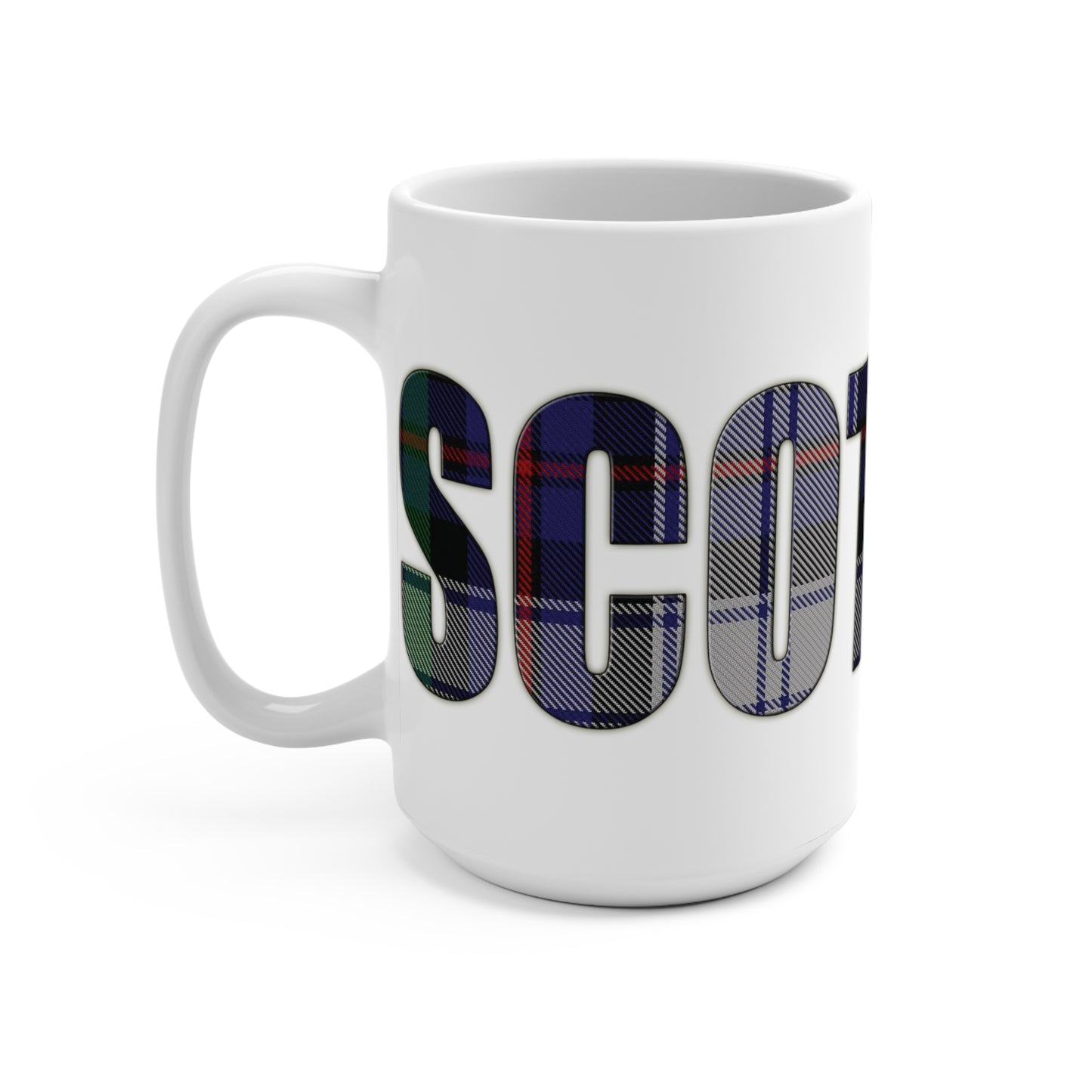 Scotland Lettering Tartan Mug 15oz, Argyle Dress Tartan