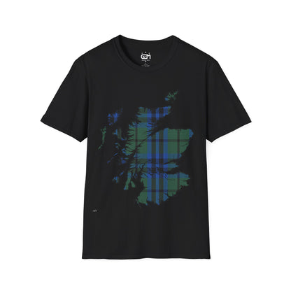 Scotland Tartan Map Softstyle Unisex T-Shirt, Keith Tartan, Various Colours