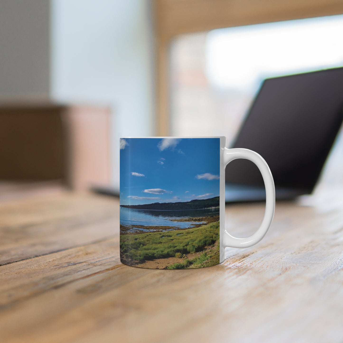 Holy Isle from Arran Photo Mug, White