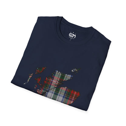 Scotland Tartan Map Softstyle Unisex T-Shirt - Stewart Tartan Tee