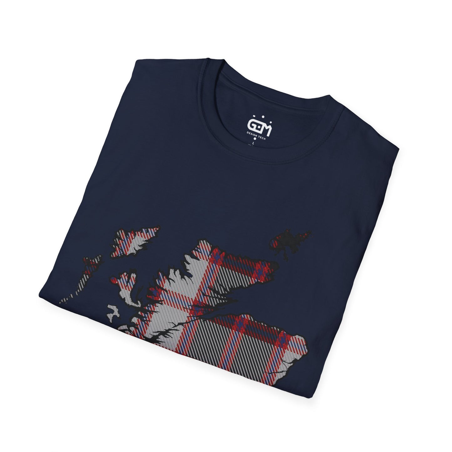 Scotland Tartan Map Softstyle Unisex T-Shirt, MacPherson Tartan, Various Colours