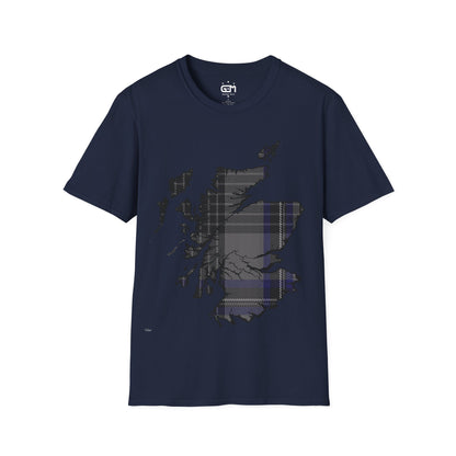 Scotland Tartan Map Softstyle Unisex T-Shirt, Hood Tartan, Various Colours