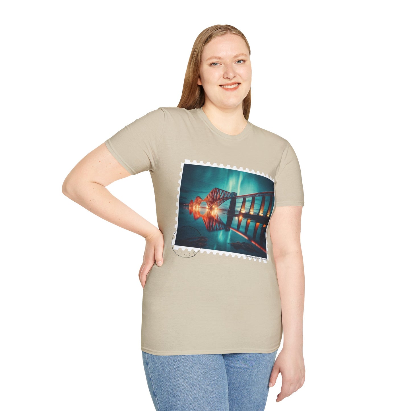 Postcard Forth Rail Bridge Art Softstyle T-Shirt, Unisex Tee, Scotland Shirt, Various Colours