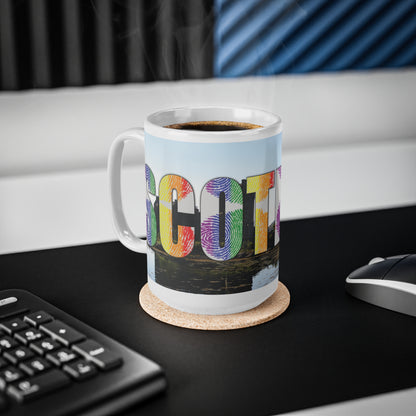 Scotland Lettering Pride Fingerprint Photo Mug, White