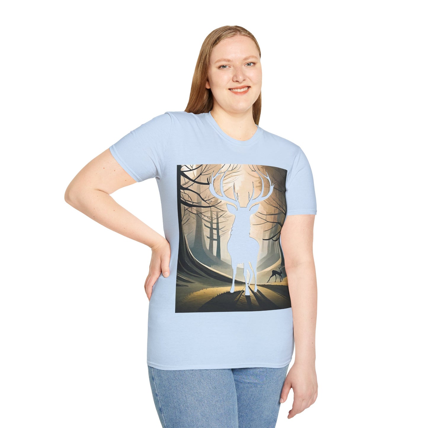 Stag Silhouette Softstyle T-Shirt, Unisex Tee, Scottish Scenery, Various Colours