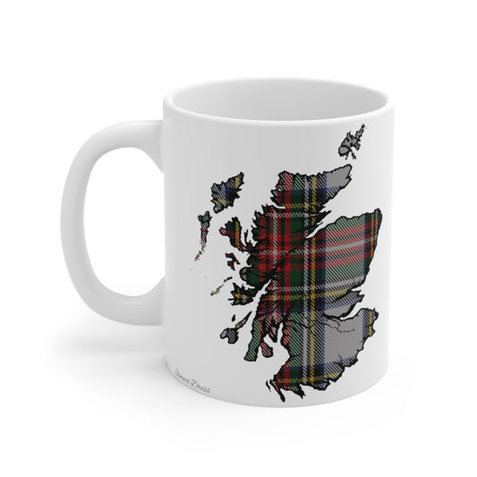 Scotland Map Mug 11oz, Stewart Dress Tartan