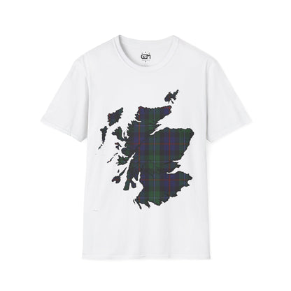 Scotland Tartan Map Softstyle Unisex T-Shirt, Argyle Tartan, Various Colours