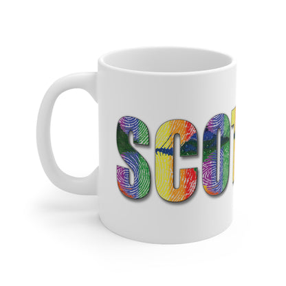 Scotland Lettering Pride Fingerprint Mug, Coffee Cup, Tea Cup, White