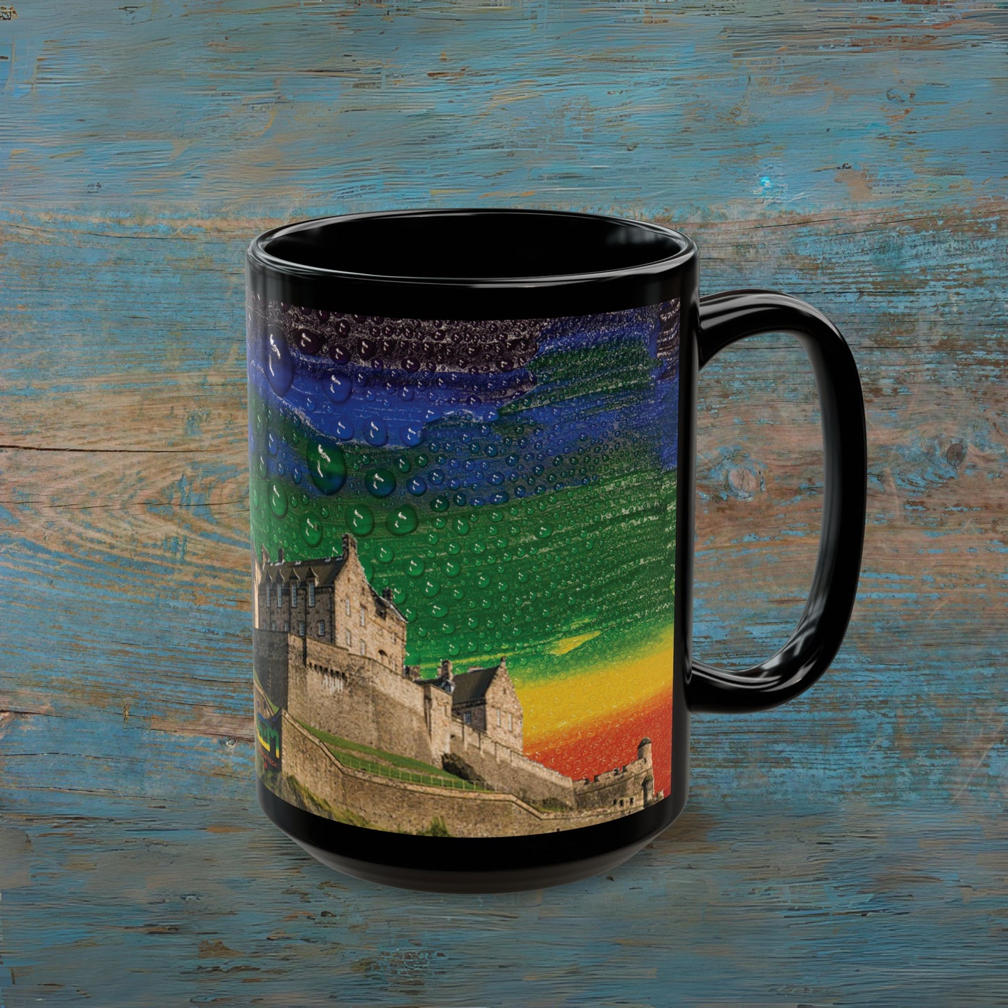 Edinburgh Castle Pride Rain Sky Photo Mug, Black