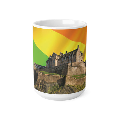 Edinburgh Castle Pride Flag Sky Photo Mug, White