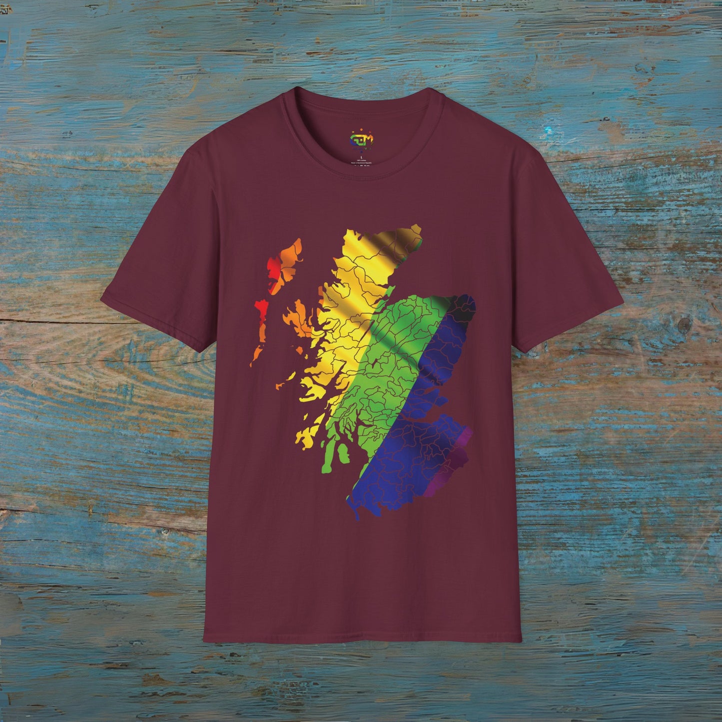 Pride Flag Clan Regions Scotland Map Unisex T-Shirt, Various Colours