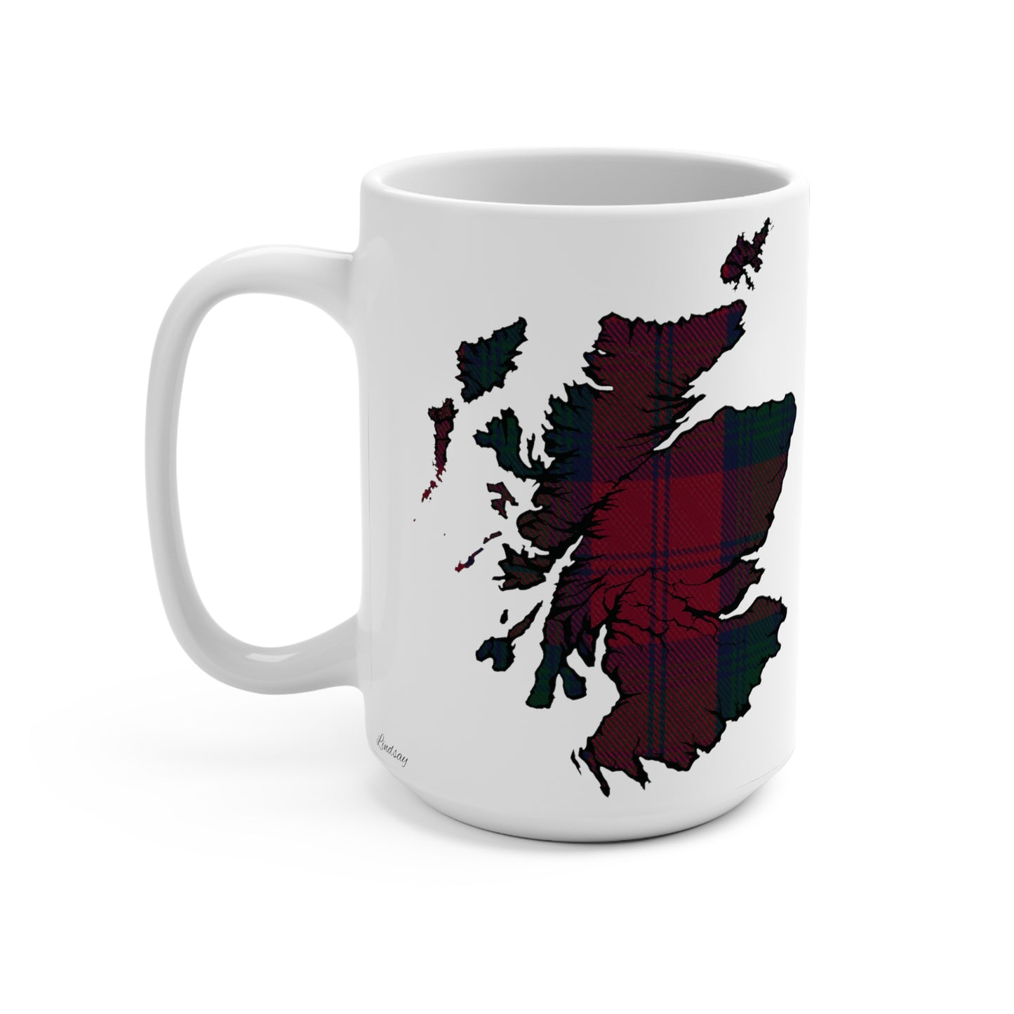 Scotland Map Mug 15oz, Lindsay Tartan