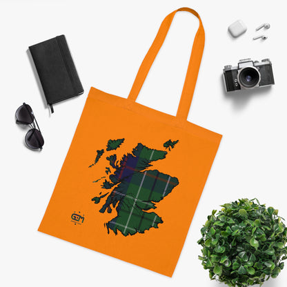 Reversible Scotland Tartan Map Cotton Tote Bag - Duncan Tartan