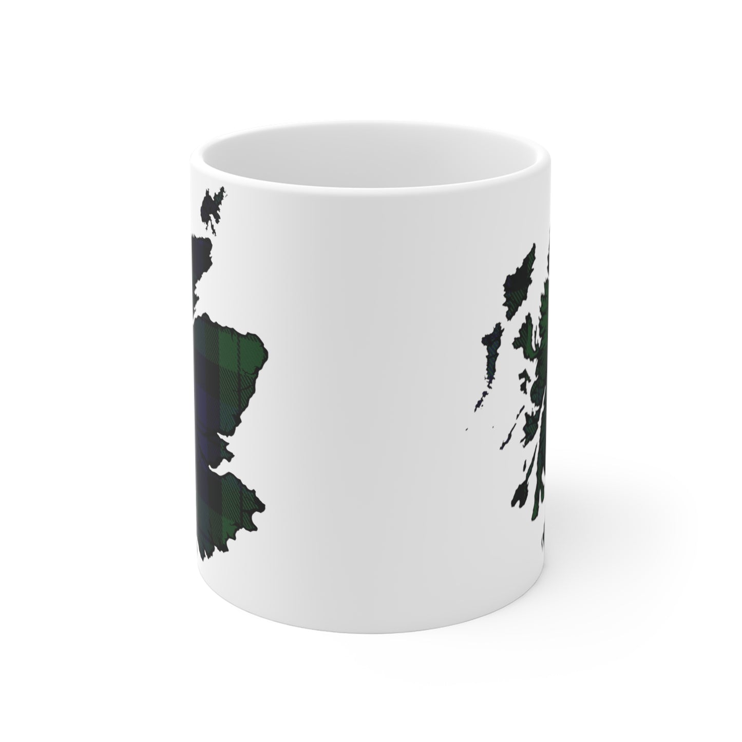 Scotland Map Mug 11oz, Black Watch Tartan