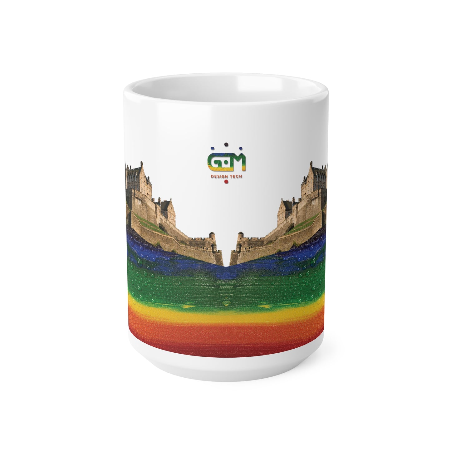 Pride Rain Rock Edinburgh Castle Photo Mug, White