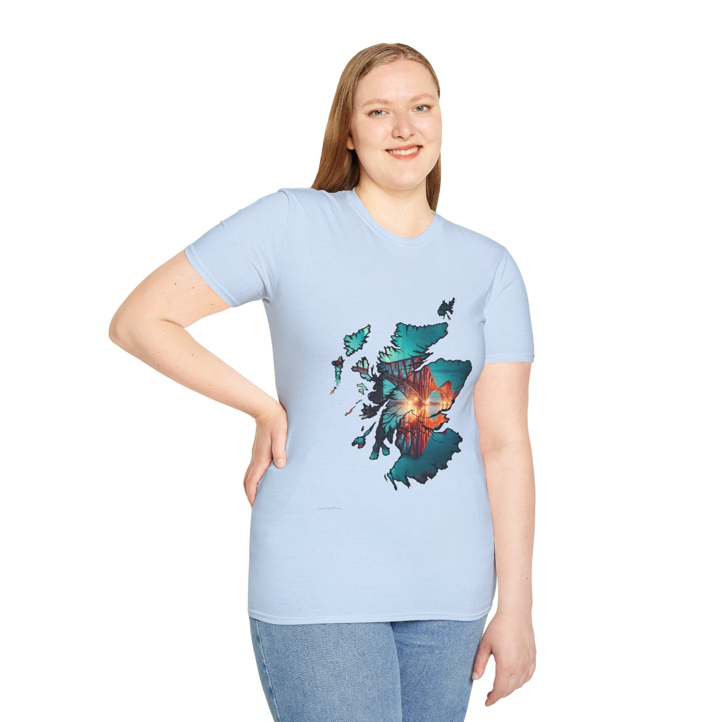 Forth Rail Bridge Scotland Map Softstyle Unisex T-Shirt, Scotland Shirt, Scottish Landmark Tee