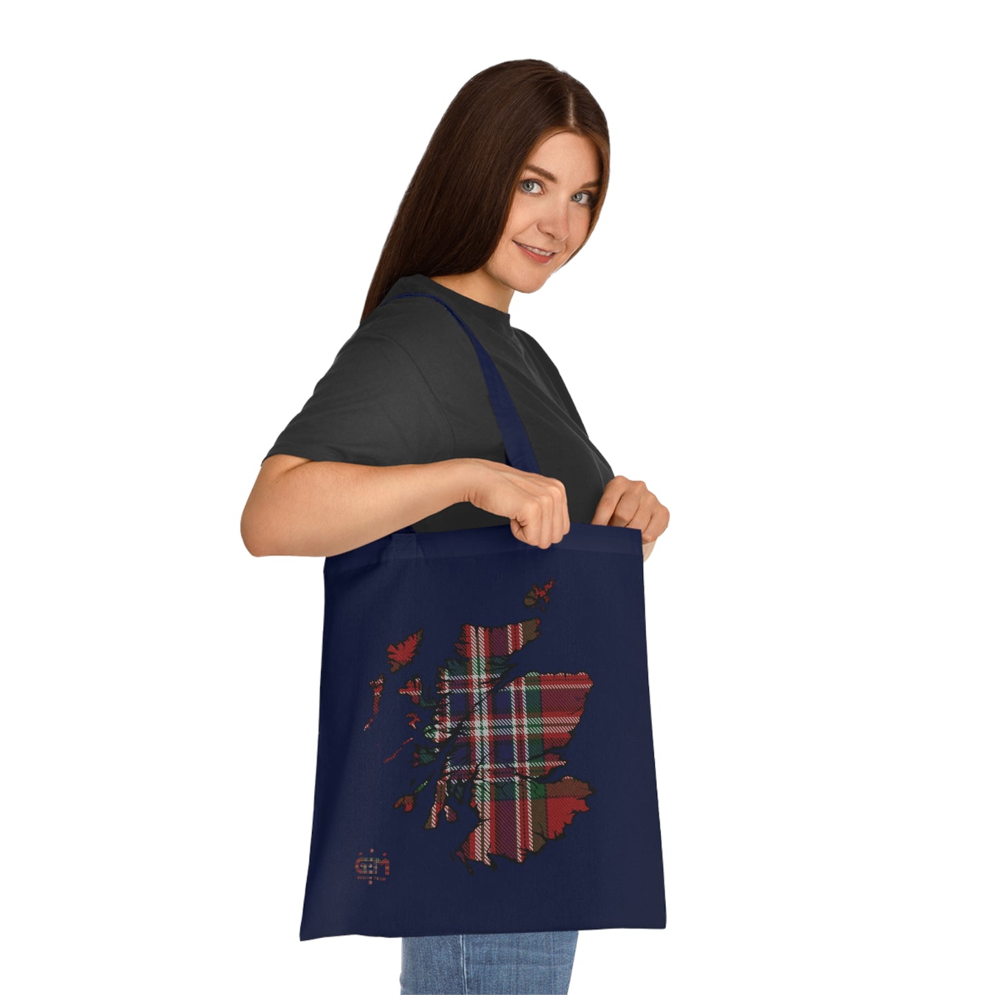 Reversible Scotland Tartan Map Cotton Tote Bag - MacFarlane Tartan