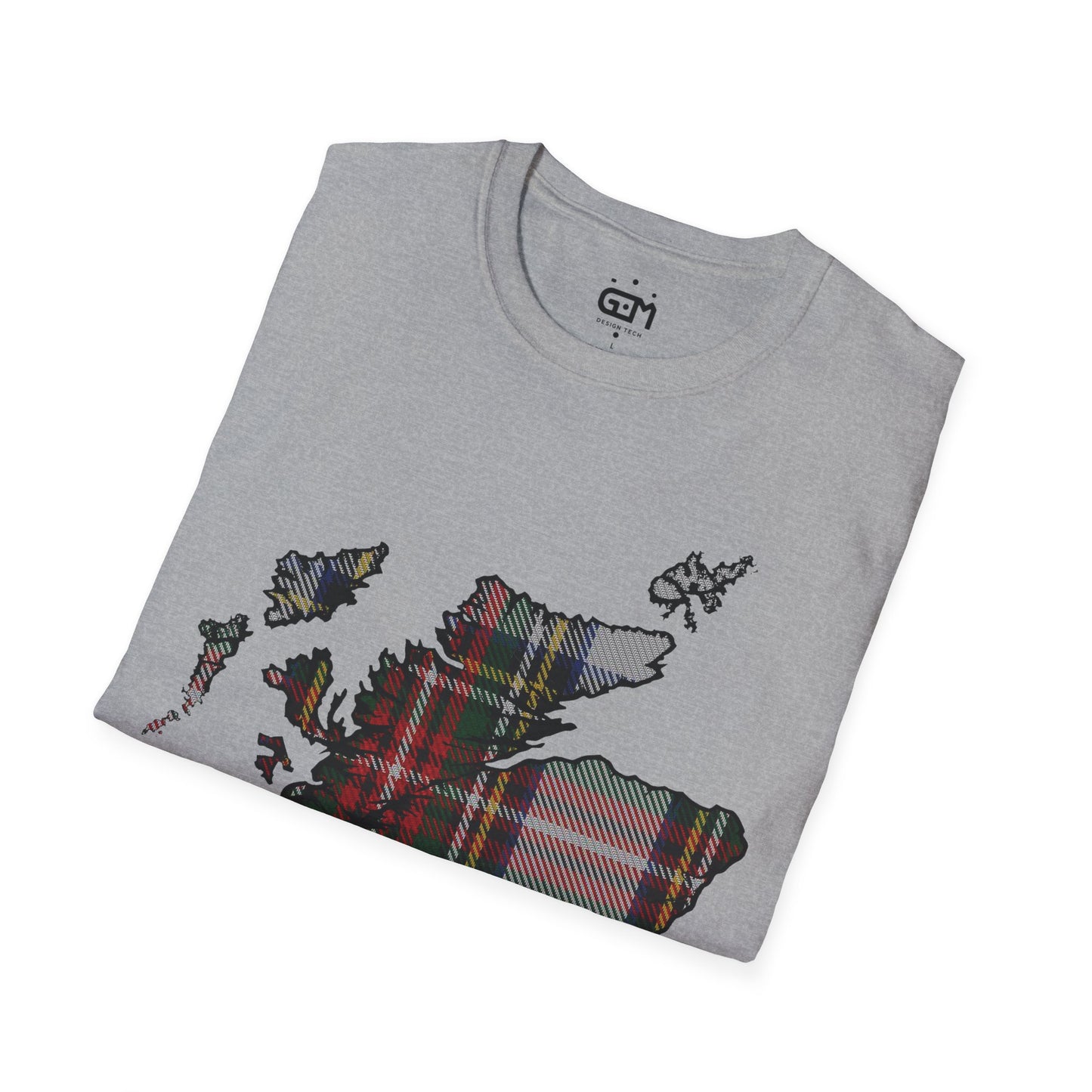 Scotland Tartan Map Softstyle Unisex T-Shirt, Stewart Dress Tartan, Various Colours