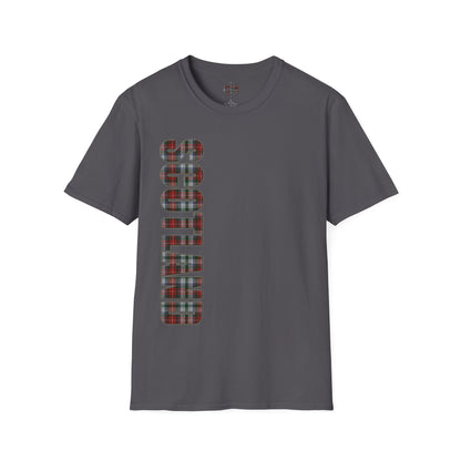 Scotland Lettering Tartan Softstyle Unisex T-Shirt, Stewart Tartan Tee