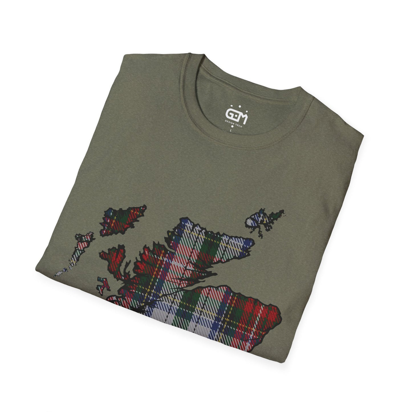 Scotland Tartan Map Softstyle Unisex T-Shirt, Stewart Tartan, Various Colours