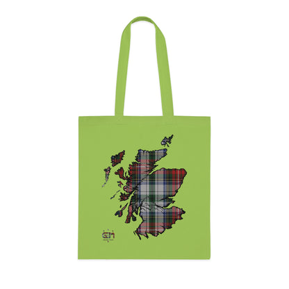 Reversible Scotland Tartan Map Cotton Tote Bag - Stewart Tartan