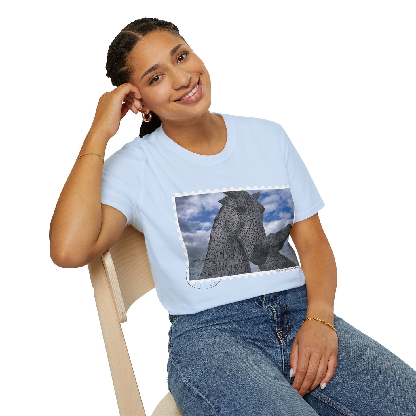 Postcard Kelpies Photo Softstyle T-Shirt, Unisex Tee, Scotland Shirt, Various Colours