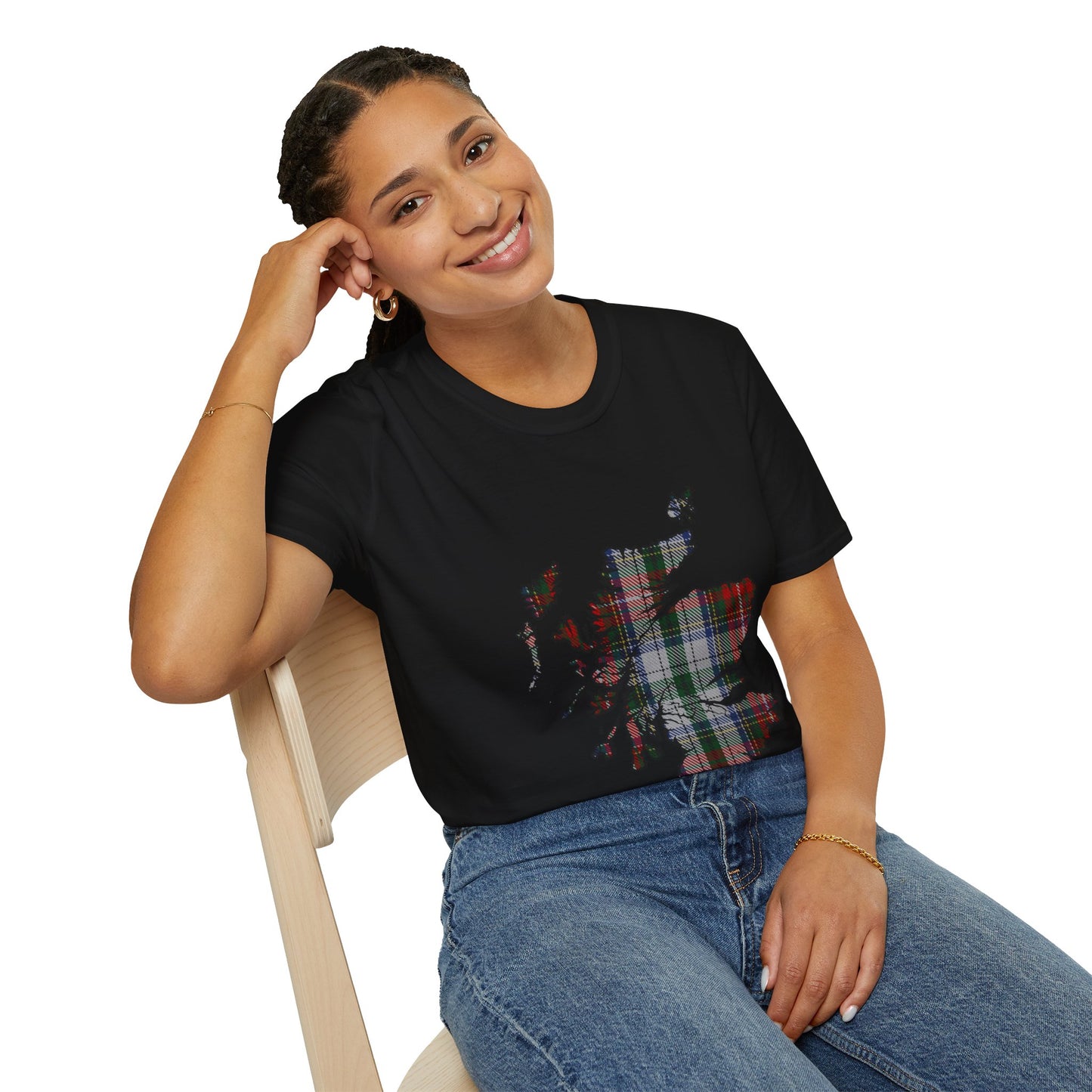 Scotland Tartan Map Softstyle Unisex T-Shirt - Stewart Tartan Tee