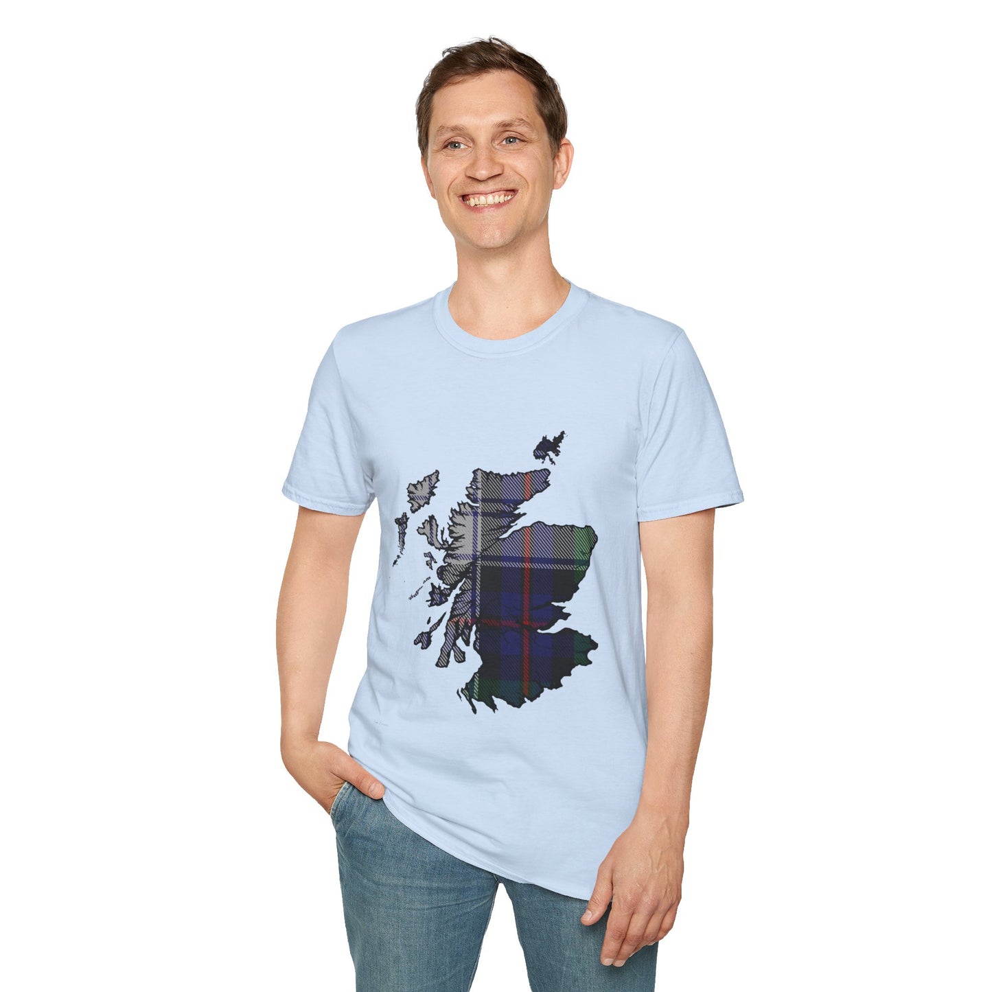 Scotland Tartan Map Softstyle Unisex T-Shirt - Argyle Dress Tartan Tee