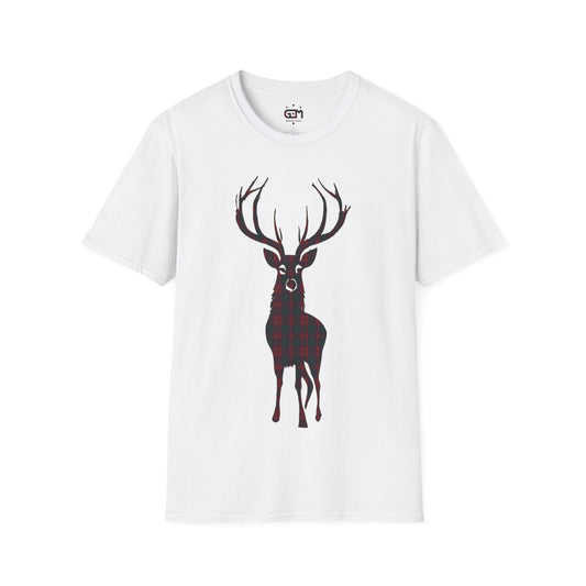 Tartan Stag Softstyle T-Shirt - Lindsay Tartan, Unisex Tee, Scottish Scenery, Various Colours