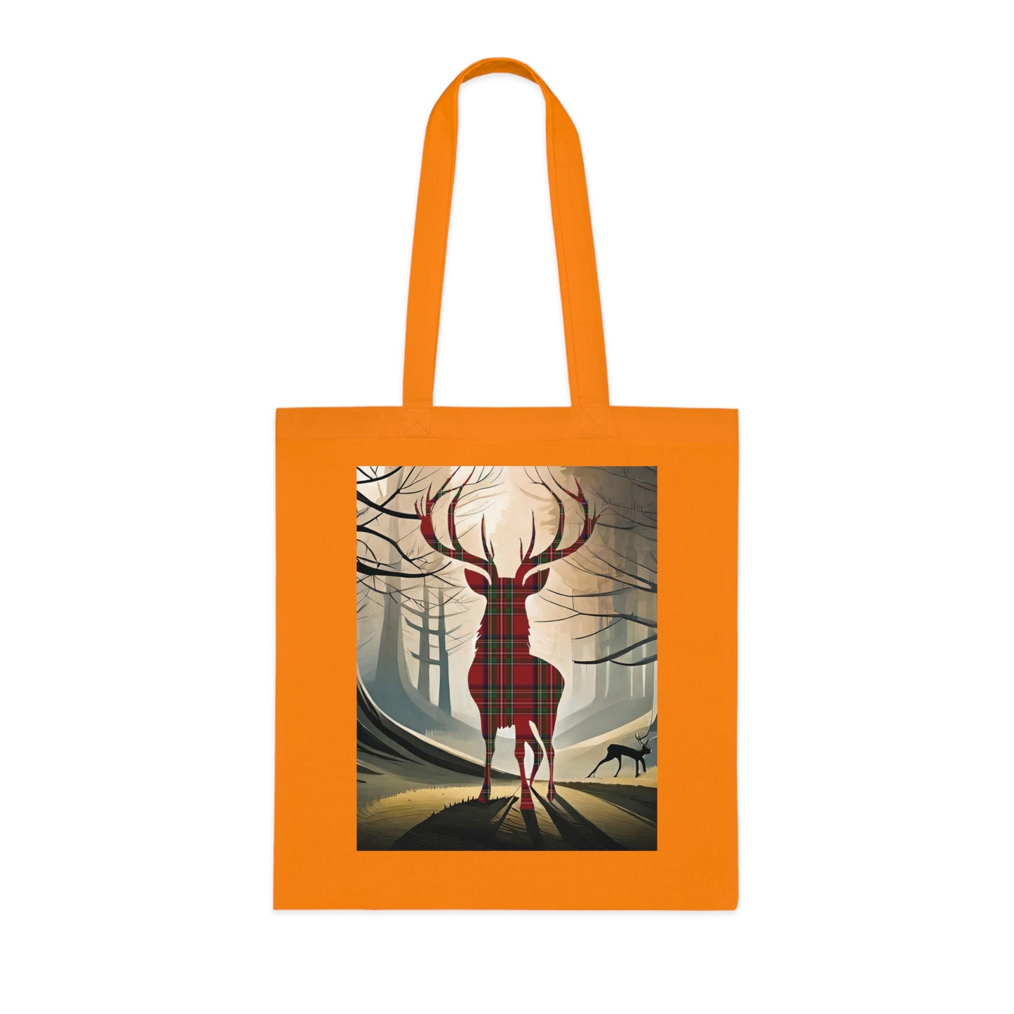 Reversible Scotland Tartan Stag Cotton Tote Bag - Stewart Royal Tartan