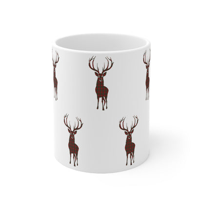 Tartan Stag Mug - MacGregor Tartan, Coffee Cup, Tea Cup, Scotland, White