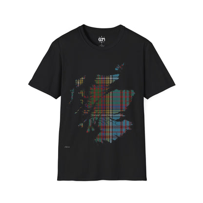 Scotland Tartan Map Softstyle Unisex T-Shirt, Anderson Tartan, Various Colours