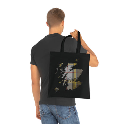 Reversible Scotland Tartan Map Cotton Tote Bag - Buchanan Tartan