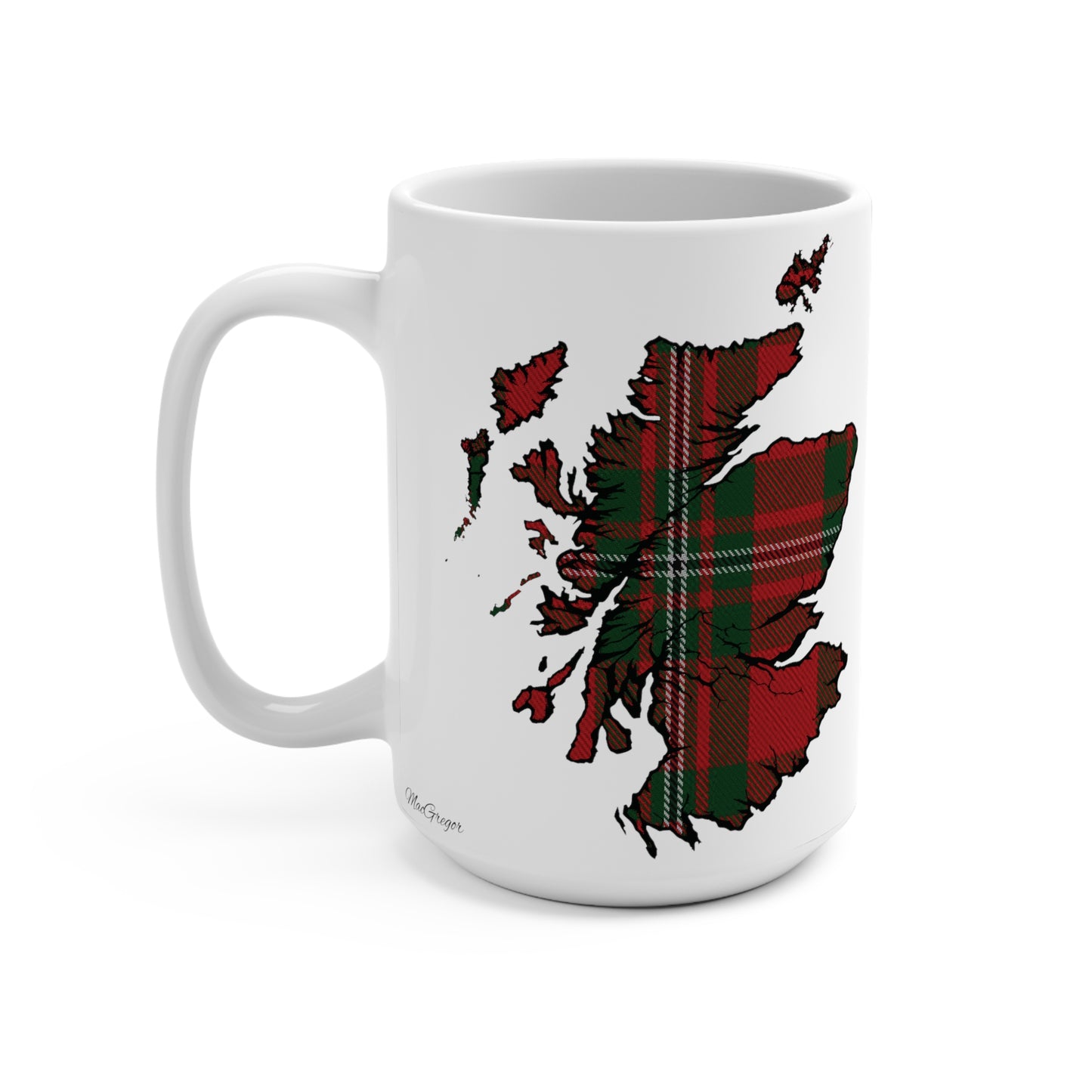 Scotland Map Mug 15oz, MacGregor Tartan