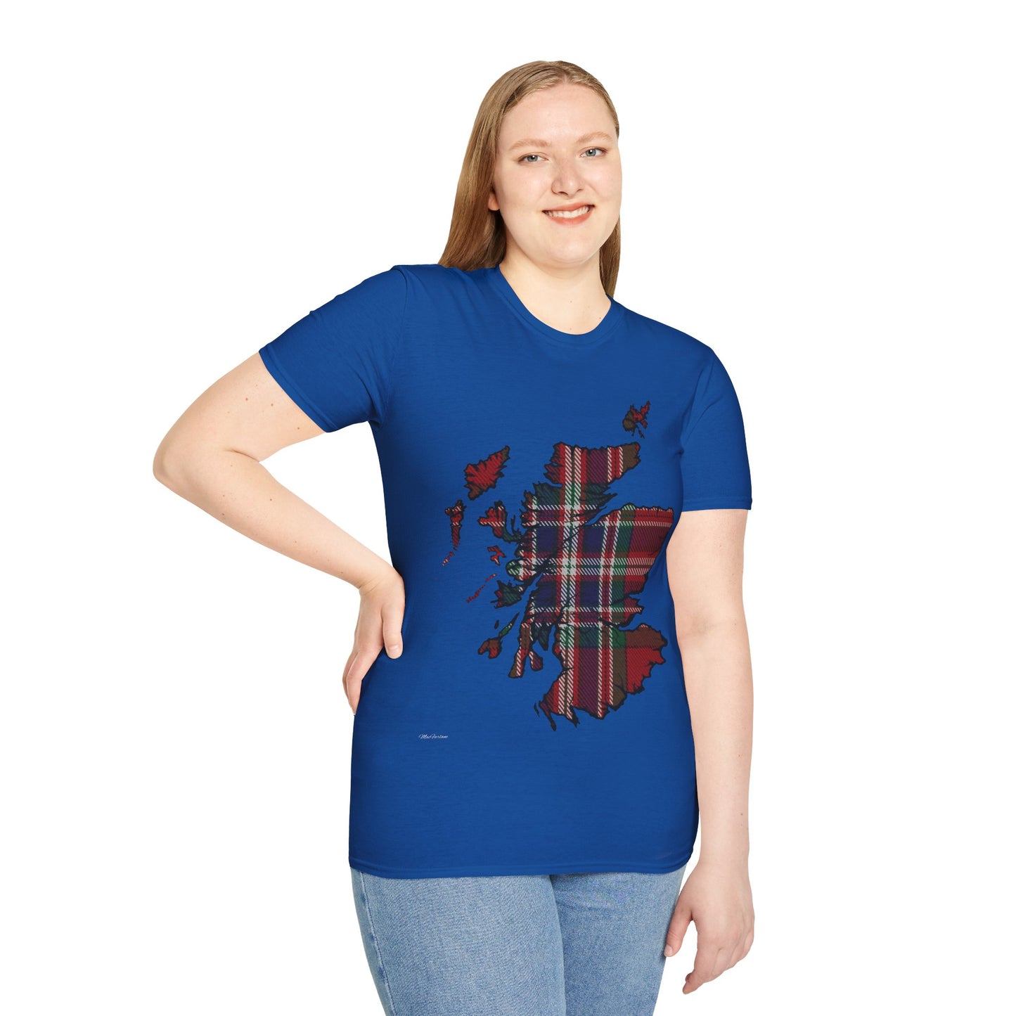 Scotland Tartan Map Softstyle Unisex T-Shirt, MacFarlane Tartan, Various Colours