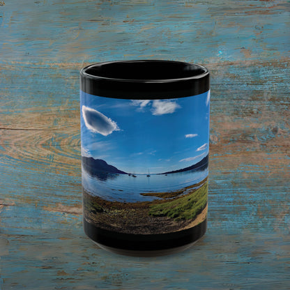 Holy Isle from Arran Photo Mug, Black