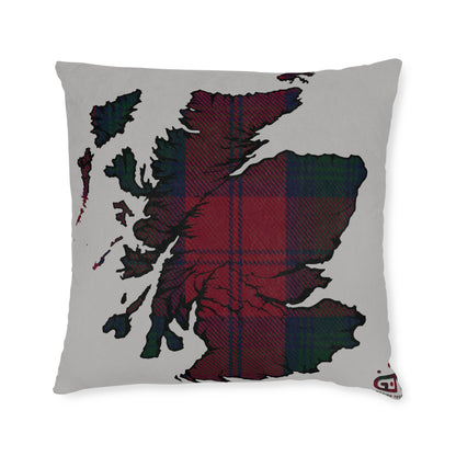 Reversible Square Cushion : Stag / Scotland Map - Lindsay Tartan, Various Sizes