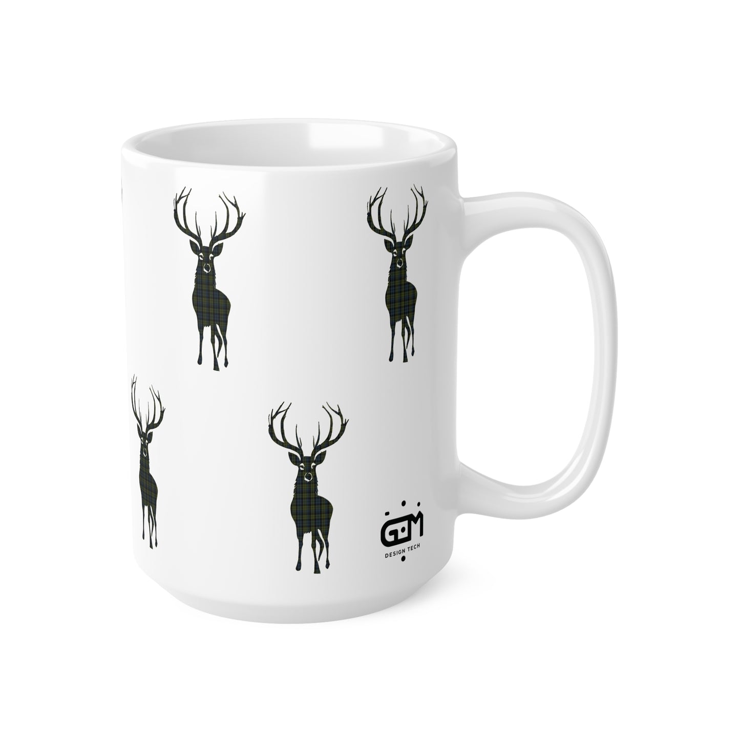 Tartan Stag Mug - Campbell Tartan, Coffee Cup, Tea Cup, Scotland, White