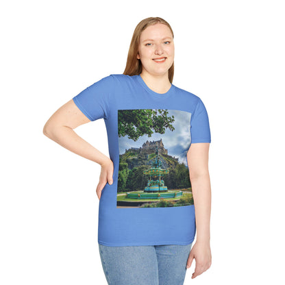 Ross Fountain & Edinburgh Castle Photo Softstyle T-Shirt, Unisex Tee, Various Colours