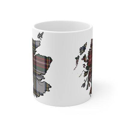 Stewart Dress Tartan Scotland Map Mug, Coffee Cup, Tea Cup, Scotland, White