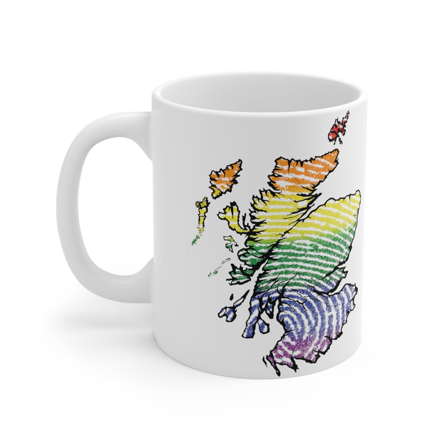 Scotland Map Pride Fingerprint Mug, White