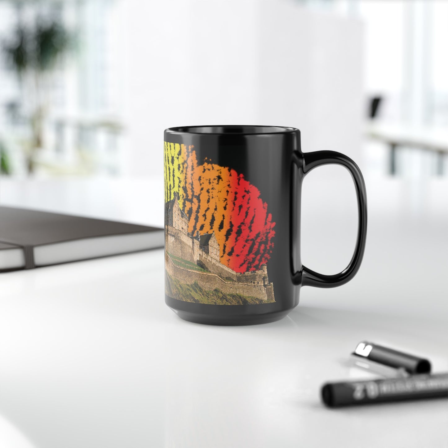 Edinburgh Castle Pride Fingerprint Sky Photo Mug, Black